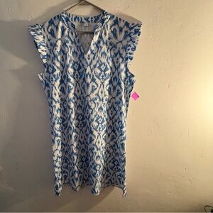 Beautiful Blue and White Ikat Print Dress size Medium